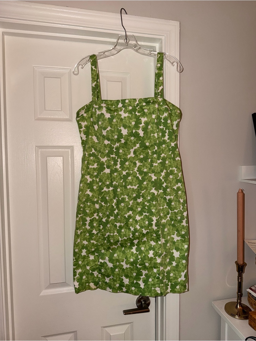 Vintage 2000s Jones New York Green Floral Square-Neck Mini Dress